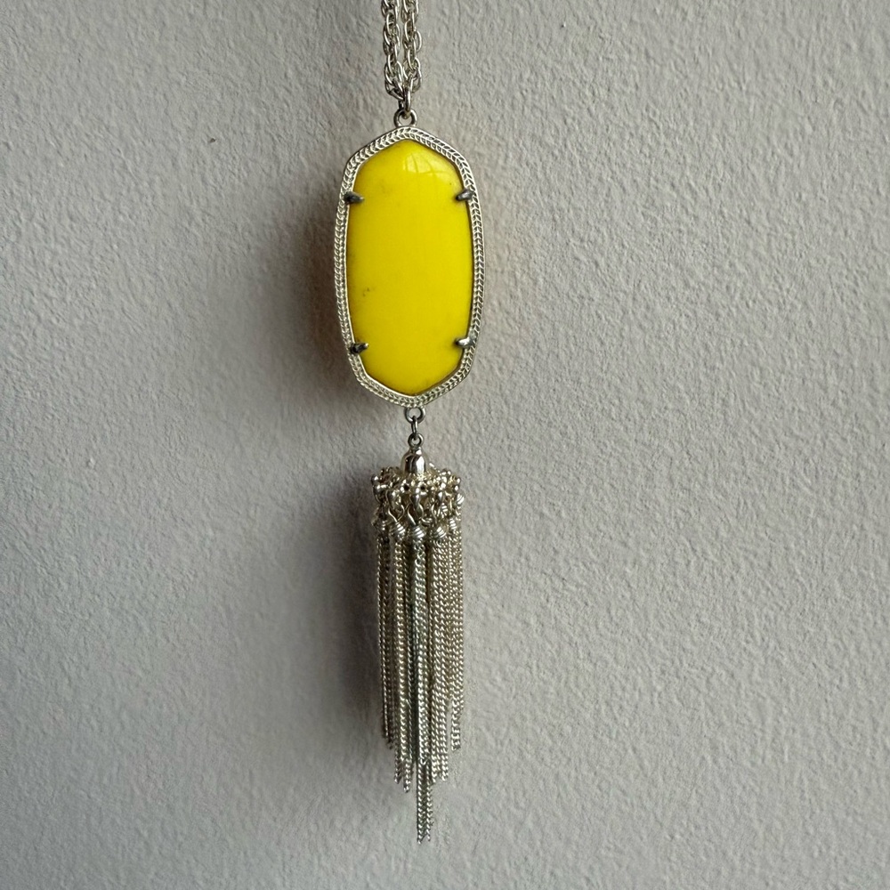 Kendra Scott Vintage Yellow Rayne Tassel Necklace